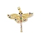Brass Micro Pave Cubic Zirconia Pendants, Dragonfly Charms, Real 18K Gold Plated, 24x29.5x3.5mm, Hole: 5x2.5mm