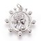 Brass Pendants, with Cubic Zirconia, Flower with Human, Clear, Platinum, 21x20x2mm, Hole: 2.5mm