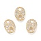 Brass Micro Pave Clear Cubic Zirconia Links, Oval, Clear, Real 18K Gold Plated, 10.5x7.5x2mm, Hole: 2mm