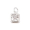 925 Sterling Silver Pave Cubic Zirconia Square Charms with Jump Rings and 925 Stamp, Silver Color Plated, Clear, 8.5x6.5x3.5mm, Hole: 2.5mm