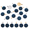 20Pcs 2 Colors 304 Stainless Steel Pendants, Large Hole Pendants, with Resin, Flat Round with Flower, Prussian Blue, Golden & Stainless Steel Color, 31x26x9mm, Hole: 7.5x3mm, 10pcs/color