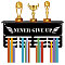 Rectangle Iron Medal Hanger Holder, with Screws & Anchor Plug & Nut & Shim Ring, Word NEVER GIVE UP, 100x290mm & 130x290x15mm