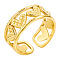 304 Stainless Steel Heart-shaped Cuff Ring Women, Fashion Love Hollow Ring, Golden, Inner Diameter: 17mm