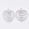 Non-Tarnish 201 Stainless Steel Pendants, Laser Cut Pendants, Heart with Flower, Stainless Steel Color, 17.5x15.5x1mm, Hole: 1.4mm