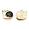 Eco-Friendly Zinc Alloy Charms, with Enamel, Cadmium Free & Nickel Free & Lead Free, Snail, Light Gold, Black, 12x14x2mm, Hole: 1.6mm