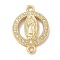 Rack Plating Brass Micro Pave Clear Cubic Zirconia Religion Virgin Mary Connector Charms, Long-Lasting Plated, Lead Free & Cadmium Free, Real 18K Gold Plated, 17.5x12.5x2.2mm, Hole: 1.6mm