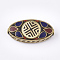 Handmade Indonesia Beads, with Brass Findings, Oval, Golden, DarkSlate Blue, 29x14x9mm, Hole: 2mm