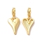 Rack Plating Brass European Dangle Charms, Large Hole Pendants, Cadmium Free & Lead Free, Heart, Real 18K Gold Plated, 25mm, Heart: 16x11x3mm, Hole: 5mm