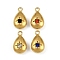 304 Stainless Steel Charms, with Rhinestone, Teardrop Charm, Real 18K Gold Plated, Ion Plating(IP), Mixed Color, 15x8.5x5.5mm, Hole: 1.6mm