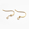 Brass Ear French Earring Hooks, with Horizontal Loop, Flat Earring Hooks, Golden, 17x20x2.2mm, Hole: 1.5mm, Pin: 0.8mm
