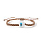 Handmade Lampwork Evil Eye Round Beaded Braided Bead Bracelets, Adjustable Fiber Cord Braided Bracelets for Men Women, Camel, Inner Diameter: 11 inch(28cm)