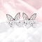 Brass Micro Pave Clear Cubic Zirconia Stud Earrings, Butterfly, Cadmium Free & Lead Free, Rack Plating, Long-Lasting Plated, Platinum, 17x18.5mm