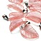 Cherry Quartz Glass Pendants, with 201 Stainless Steel Finding, Leaf, 25.5~26x15x7mm, Hole: 4x8mm