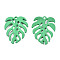 Spray Painted Alloy Pendants, Tropical Leaf, Cadmium Free & Nickel Free & Lead Free, Medium Sea Green, 34x27x4mm, Hole: 1.8mm