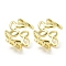Hollow Leafy Branch Brass Cuff Earrings, Non Piercing Earrings, Real 18K Gold Plated, 13.5x8.5x14.5mm