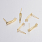 304 Stainless Steel Stud Earring Findings, with Loop, Real 18K Gold Plated, 15x3x1mm, Hole: 1.6mm, Pin: 0.8mm