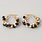 Handmade Glass Crystal Imitation Pearl Hoop Earrings, Golden, Black