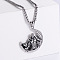 Retro Punk Style Stainless Steel Gym Dumbbell Muscle Man Moon Pendant Necklaces for Men, Stainless Steel Color