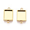 304 Stainless Steel Connector Cabochon Settings, Rectangle, Ion Plating(IP), Real 18K Gold Plated, Tray: 9.5x7mm, 15.5x8.5x2mm, Hole: 1.4~1.5mm