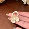 Acrylic and Imitation Pearl Finger Rings for Women, Flower, Cornsilk, Inner Diameter: 17mm