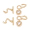 Brass Micro Pave Clear Cubic Zirconia Chain Extender, with Toggle Clasps, Heart, Real 18K Gold Plated, Ring: 12x2mm, Bar: 6x17.7x2.2mm