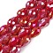Opaque Solid Color Electroplate Glass Beads Strands, AB Color Plated, Faceted, Teardrop, Crimson, 11.5x8mm, Hole: 1.2mm, about 55~57pcs/strand, 25.59 inch(65cm)