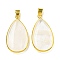 Natural Quartz Crystal Pendants, Golden Tone Rack Plating Brass Rock Crystal Teardrop Charms, 35x19x11.5mm, Hole: 4x5mm