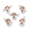304 Stainless Steel Rhinestone Links Connectors, Flat Round, Stainless Steel Color, Light Peach, 12x6.5x4mm, Hole: 2mm