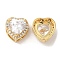Brass and Clear Cubic Zirconia Pendants, Cadmium Free & Nickel Free & Lead Free, Heart, Real 18K Gold Plated, 11x10.5x6.5mm, Hole: 1.6mm