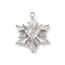 Christmas Theme Brass Micro Pave Cubic Zirconia Pendants, Cadmium Free & Nickel Free & Lead Free, Snowflake, Clear, 20x16x3.5mm, Hole: 1.2mm