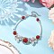 Natural Carnelian Beaded Braceleys, Butterfly, with Tibetan Style Alloy Round Beads & Brass Tube Beads, 7-3/4 inch(19.8cm)