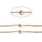 Brass Curb Chains Twisted Chains, with Round Beads, Long-Lasting Plated, Soldered, with Spool, Real 18K Gold Plated, 1.5x1x3x0.5mm, about 16.4 Feet(5m)/roll