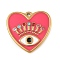 304 Stainless Steel Enamel Pendants, with Rhinestone, Heart with Eye Charms, Real 18K Gold Plated, PVD Vacuum Plating, Cerise, 23x24x3mm, Hole: 1.4mm