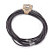 Cowhide Leather Cord Necklace Making, with 304 Stainless Steel Clasps, Stainless Steel Color, Coconut Brown, 15.7 inch(40cm)