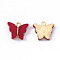 Alloy Acrylic Pendants, Butterfly, Light Gold, FireBrick, 14x16.5x3mm, Hole: 1.6mm