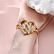 Heart with Flower Hollow Out Brass Finger Rings, Golden, Letter N, Inner Diameter: 17mm