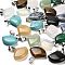 Natural & Synthetic Mixed Gemstone Pendants, with Stainless Steel Color Plated 201 Stainless Steel Snap on Bails, Sector, 20~20.5x21~22x5.5~6mm, Hole: 6x4mm