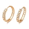 Brass Micro Pave Cubic Zirconia Hoop Earrings, Hollow Rectangle, Light Gold, 25x25.5x4.5mm