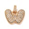 Brass Micro Pave Cubic Zirconia Pendants, Nickel Free, Real 18K Gold Plated, Clear, Letter W, 18.5~24x12.5~25.5x5~5.5mm, Hole: 5x3mm