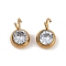 Ion Plating(IP) 304 Stainless Steel Micro Pave Cubic Zirconia Charms, Real 18K Gold Plated, Round Charm, White, 10.5x6.5x4mm, Hole: 2.5mm