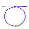 Bohemian Glass Seed Beaded Braided Bead Bracelets, Resin Evil Eye Jewelry for Women, Dark Orchid, Inner Diameter: 11 inch(28cm)