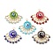 Faceted Natural & Synthetic Mixed Gemstone & Handmade Lampwork Beaded Pendants, Evil Eye Charms with Jump Rings, Golden, Mixed Dyed and Undyed, 24x28x8mm, Hole: 2.8mm