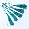 Polyester Tassel Decorations, Pendant Decorations, Teal, 130x6mm, Tassel: 70~90mm