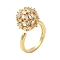 Round Brass Micro Pave Clear Cubic Zirconia Open Cuff Rings for Women, Golden, US Size 6 3/4(17.1mm)