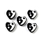 Yin-yang Theme Handmade Lampwork Beads, with Enamel, Heart, 14x14x9mm, Hole: 1.2mm