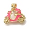 Rack Plating Brass Enamel Pendants, Cadmium Free & Lead Free, Long-Lasting Plated, Real 18K Gold Plated, Electrocar Charm, Fuchsia, 12x15x4mm, Hole: 3x5mm