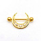 304 Stainless Steel Clear Cubic Zirconia Moon Nipple Rings, Nipple Stirrup, Golden, 19mm