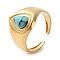Ion Plating(IP) 304 Stainless Steel Ring, Adjustable Synthetic Turquoise Rings, 15mm, Inner Diameter: Adjustable
