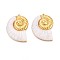 Resin Pendants, Spiral Shell, with 304 Stainlesss Steel Settings, Real 18K Gold Plated, Ion Plating(IP), Creamy White, 48.5x37x6mm, Hole: 1~1.2mm