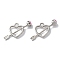 Alloy with Rhinestone Pendant, Lead Free & Cadmium Free, Heart with Arrow Charms, Platinum, 13x26x1.5mm, Hole: 2mm